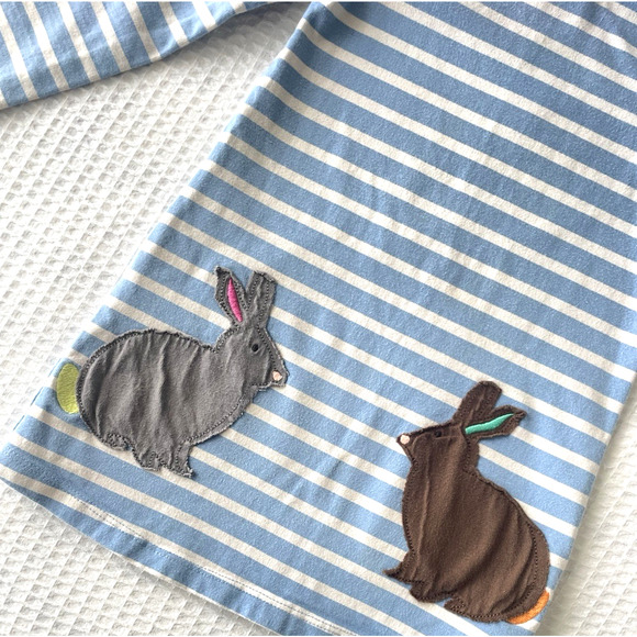 Mini Baby Boden Girls Dress Size 2 3 Bunny Rabbit Striped - Picture 3 of 6